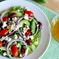 Greek Salad · Served with your choice of dressing on the side