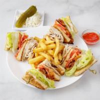 Turkey Club Triple Decker · Bacon, lettuce and tomato.