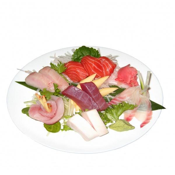 S4. Sashimi Deluxe Entree with Rice · Seventeen pieces of assorted fish with a side of rice. Served with soup and salad.
