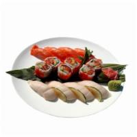 S6. Salmon and White Tuna Combination Entree · 4 pieces salmon sushi, 4 pieces white tuna sushi, with  6 pieces salmon & white tuna avocado...