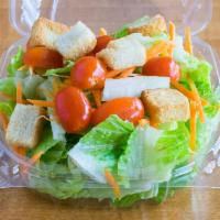 Side House Salad · Romaine lettuce, carrots, roma tomatoes, croutons and choice of dressing.