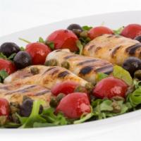 5. Calamari au Plat Salad · Served with fresh arugula, cherry tomatoes, black olives and homemade dressing.