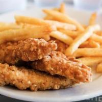 Kid's Chicken Tenders · Served with fries.