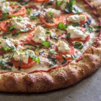 Virgin Creek Pizza · Fresh basil, garlic, ricotta cheese and Roma tomatoes.