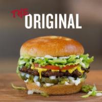 The Original Burger · The 1 that started it all! Crisp shredded lettuce, fresh tomato, chopped onion, relish, crin...