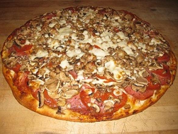 1. O-Sole Mio Pizza · Salami, pepperoni, mushrooms, sausage and mozzarella.