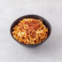 Fettuccine Bolognese · Served with fresh ground beef.