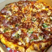 The 5280 Pizza  · Pepperoni, sausage, canadian bacon and regular bacon. 
