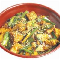 67. Chicken Teriyaki Bowl · Served with mushrooms, scallions and sesame seeds over rice.
