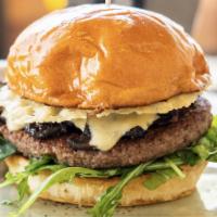 The Impossible Burger · Delicious plant-based burger, arugula, tomato jam, peppered mushroom, truffle aioli, parmesa...