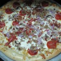 The Special Pizza · Pepperoni, Italian sausage, bacon, fresh mushroom and red onion.