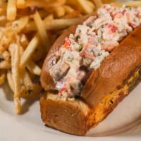 Lobster Roll Sandwich · Lobster salad, served with coleslaw and sweet potato fries.