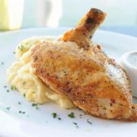 Roasted Chicken Breast · Roasted 1/2 chicken, garlic, rosemary and au jus served with garlic roasted potato.