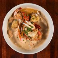 Killer Shrimp, Crab and Lobster · Shrimp, lobster tail, snow crab claws and sweet corn in our famous spicy broth.