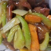 Orange Flavor Beef · Beef tossed in a sweet and spicy orange sauce. Hot and spicy.