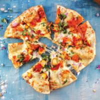 Tikka Pizza · Tikka sauce, garlic, fresh mozzarella, red onions, & tomatoes on a naan crust topped with ci...