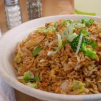 Original Fried Rice · Soy sauce, bell peppers, carrots, cabbage, broccoli, and scallions.