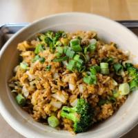 Basil Fried Rice · Basil sauce, Thai peppers, scallions, bell peppers, carrots, cabbage, fish sauce, and fresh ...