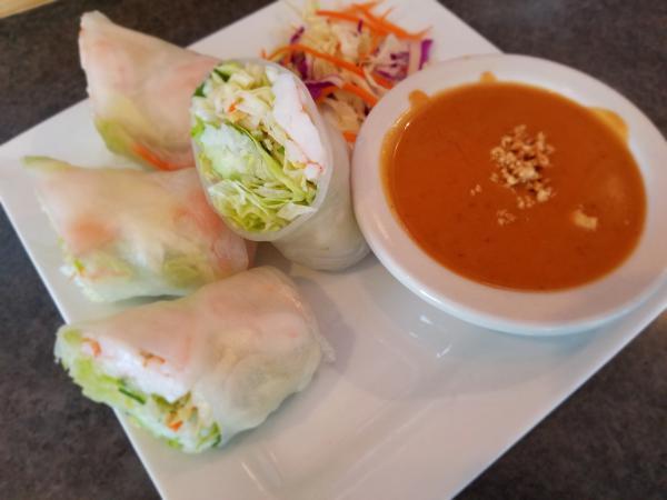 3. Fresh Salad Rolls · 2 Pieces. Soft rice paper wraps stuffed with vermicelli noodles and fresh vegetable. Served with peanut sauce.