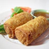 Thai Shrimp Egg Rolls · Our homemade egg rolls served with sweet and sour sauce.