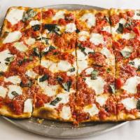 Lola Square Pizza · Thin Brooklyn crust with sweet plum tomato, homemade mozzarella, fresh basil and extra virgi...