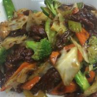 Hunan Beef · Served with steamed or fried rice and fortune cookies.