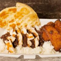 Fiesta Meal - with Meat · This meal comes with black beans and rice, plantains and optional pita bread topped with you...