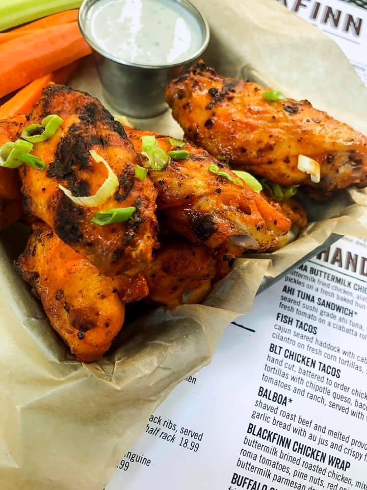 Wings · Jumbo wings tossed in bbq, buffalo, or alabama white bbq sauce.