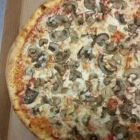 MUSHROOMS PIZZA · Mozzarella cheese, plum tomato and mushrooms.