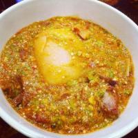 Ecowas Okra Soup · Delicious stew of okra with boneless fish or meat cooked with palm oil and Ecowas spice. Ser...