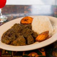 Cassava Leaves · Cubes of tenderloin beef, cooked in a mouth watering blend of vegetable leaves of cassava an...