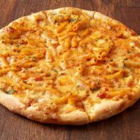 Penne Vodka Pizza · Penne pasta with vodka sauce on a cheese pizza.