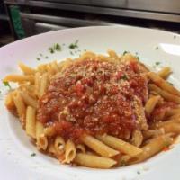 Penne Tomato Sauce · Penne pasta smothered in our marinara sauce.