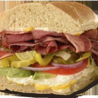 Hang Loose Sandwich · Hot pastrami, bacon, cream cheese and avocado.