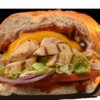 BBQ Melt Sandwich · Heated. Chicken breast, sweet baby Ray's BBQ sauce with melted cheddar served with tomato, r...