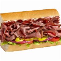 7. Roast Beef Sandwich · Over 1/4 lb. of medium rare beef with mayo, served Togo's Style (lettuce, tomatoes, onions, ...