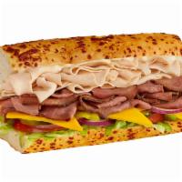 8. Turkey, Roast Beef and Cheese Cold Sandwich · Over 1/4 lb. of medium rare roast beef and turkey with mayo. Served Togo's style.
