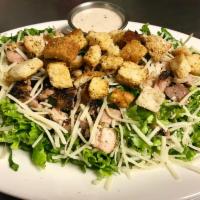 Caesar Salad · Traditional salad with chicken, croutons, Parmesan cheese and Caesar dressing. Includes fres...
