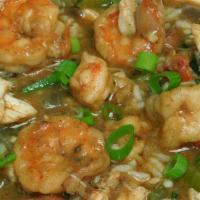 Dive Gumbo Soup · Succulent shrimp and jumbo lump crab in a Louisiana style roux. Gluten-free.