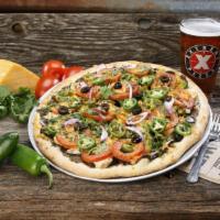 Baja 1000 Pizza · Grilled chicken, black beans and salsa, black olives, red onions, vine ripe tomatoes, jalape...