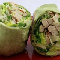 4. Grilled Chicken Caesar Wrap · 4 oz. of chicken breast, romaine lettuce, Caesar dressing and Parmesan cheese.