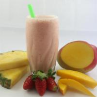 12. Hawaiian Power Smoothie · Strawberry, mango, pineapple juice and strawberry protein.