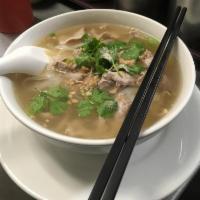 78. Pork Noodles Soup · Rice noodles with ground pork, and bean sprout in clear broth.