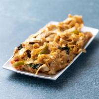 Pad Kee Mao · Drunken noodles. Pan-fried flat rice noodles with a choice of chicken, pork, tofu or mixed v...
