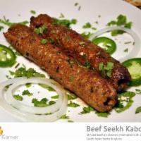 Beef Seekh Kabob · Minced beef marinated in traditional South Asian spices grilled on skewers.
