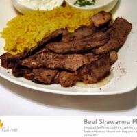 Beef Shawarma Platter · Beef slowly roasted on a spit with a blend of herbs and spices. If you ask, we can make it S...