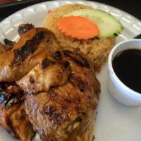 Half Grilled Chicken with Steamed Rice · Cooked to order grilled chicken served with our special teriyaki sauce.