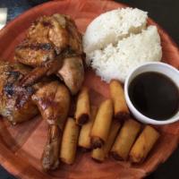 Half Grilled Chicken with 4 Chicken Lumpia and Rice · Cooked to order grilled chicken served with our special teriyaki sauce.