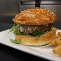 Impossible Burger · Plant Based patty, fig jam, caramelized onions, arugula, mushrooms and melted brie cheese. I...