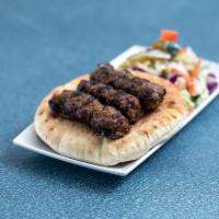 Kabob and Salad Plate · Ground beef with parsley, herbs and special spices.